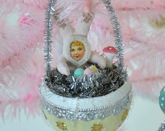 Spun Cotton Bunny/ Easter Ornament