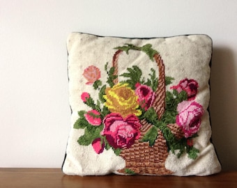 Needlepoint Floral Pillow