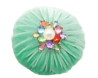 4" Mint Green Emery Pincushion / Pin Cushion _ Keep your needles clean and sharp