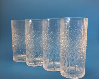 IIttala Hopla Highball Glasses Tapio Wirkkala, Set of 4 Iittala Finland Glass Hard to Find