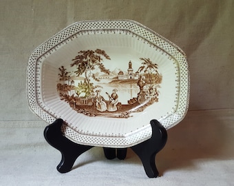 Brown Transferware Serving Bowl- Du Barry