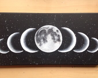 The Moon Phases Painting "Sette Lune" 8 x 16