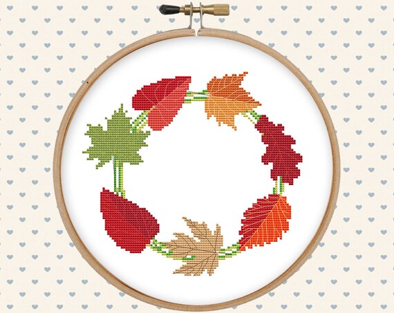 Download Autumn wreath cross stitch pattern pdf instant download