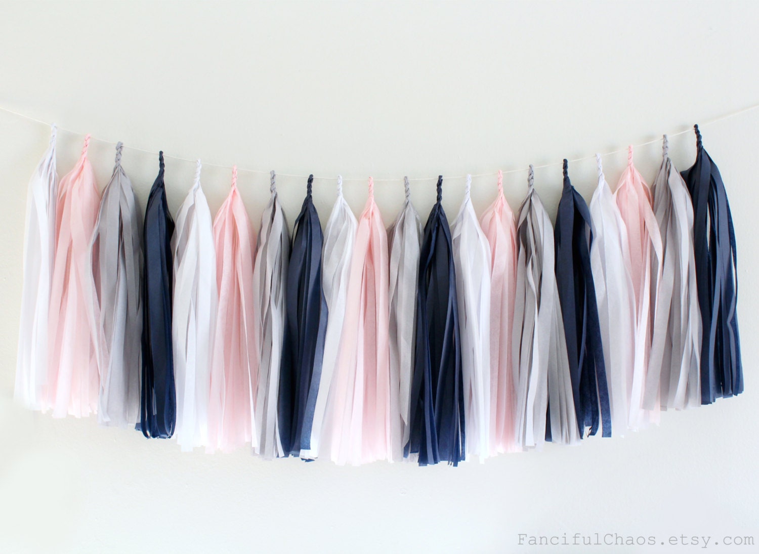 Blush Pink Grey White Navy Blue Tissue Paper Tassel