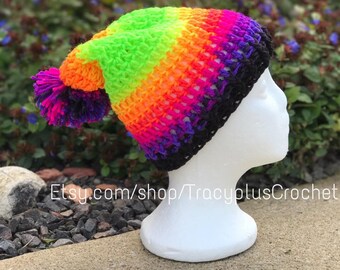 Slouchy hat. Crochet Slouchy hat. Slouchy beanie. Neon slouchy.