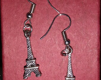 Antique Silver Eiffel Tower Dangling Earrings
