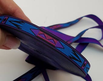 Apache Native Fabric Woven Trim Blue 1/2 inches Wide sold by the yard