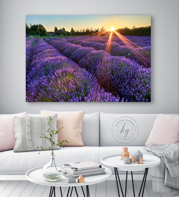 Metal Wall Art Rustic Farm Decor Lavender Field Sunset