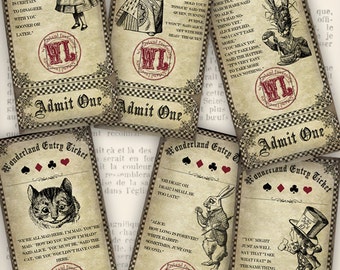 alice in wonderland printable tickets 1 100 raffle digital