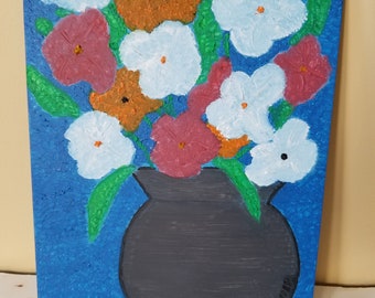 Sunday Violet Pot, Original Oil Painting, 9 x 12