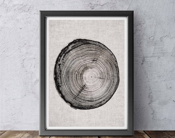 Wood slice, Wood grain, Neutral Print, Nature Wall Art, Sepia print, Tree Rings, Modern Wall Art, Minimalist Print, Tree Slice, Home Decal