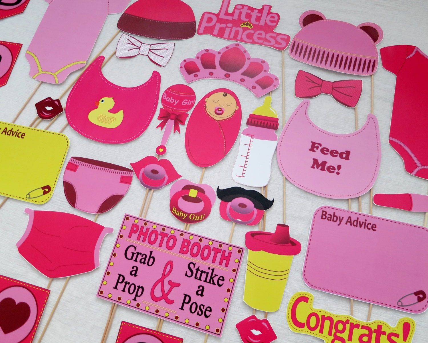 PDF Girl Baby Shower Photo Booth Props PRINTABLE