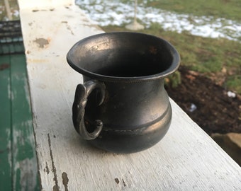 Antique Silversmith Cup, Registered Empire Silver Arts, Gray & Silver Shaving Cup, Crafted Metal Art Mug, Collectible Gentlemans Cup
