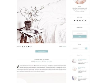 Responsive Blogger Template - Premade blogger Template - Clean Minimalist Design - watercolor pink Blog - Fashion Blog - Sleek - Blogspot