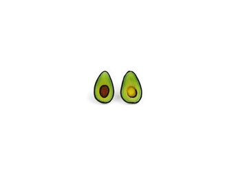 Ripe Avocado Earrings, Shrink Plastic, Surgical Steel Posts, Girls Earrings