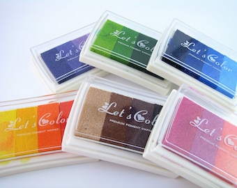 Color ink pad - large size - color stamp - scrapbooking - wedding anniversary baptism - multicolor - stamping - finger print - guest book