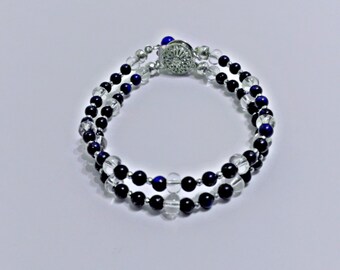 Lapis lazuli bracelet, dark blue bracelet, thiny bracelet, navy blue bracelet, beaded bracelet, blue stone bracelet