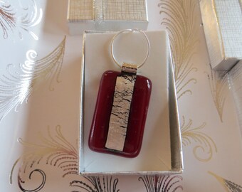 Red Transparent Glass with silver running through it pendant