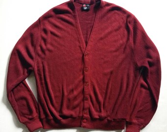 1960s Mid Century Russet Red Golf Cardigan Minimalist