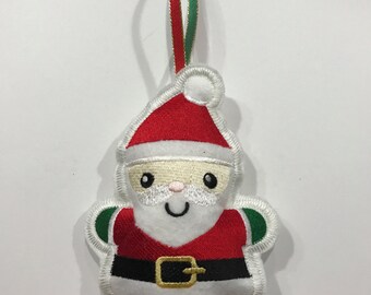 SANTA ORNAMENT! Embroidered Santa Ornament. Stuffed ornament. Felt Ornament. Perfect for Christmas!