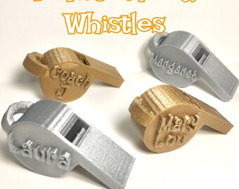 Personalized Whistles 3D Printed with loop for a lanyard or keychain