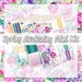 Spring Awakening - MINI Weekly Decorative Kit - March Spring Florals Blooms Purple Lavender Teal Summer Gold Glitter - 3 sticker sheets