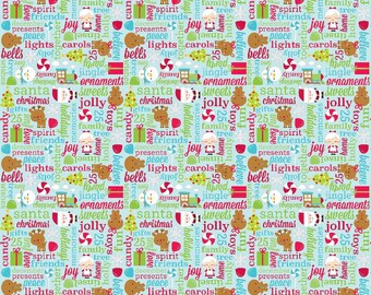 Santa Greetings in Blue by Riley Blake - your choice of cut