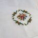 Needlepoint design, pre-worked, rose design, pink peach, white canvas, 14" x 14" canvas, Portuguese design, Bernat Company, Madeira