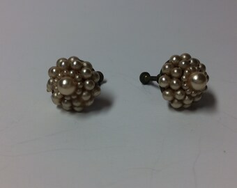 Vintage Screw back clip on pearl bridal earrings