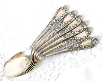 6 vintage silver plated tea spoons silver plate vintage dessert spoons tea party high tea silver cutlery set German silver plate