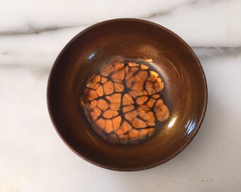 Vintage ENAMEL on Copper Small BOWL Kareka Mid-Century Modern Art