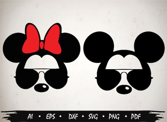 MICKEY and MINNIE with glasses Svg/Dxf/Png/ Eps/ Ai ...