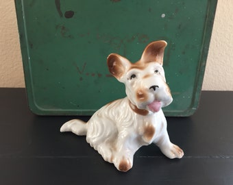 Vintage Terrier Figurine / Ceramic Dog Figurine / Vintage Dog