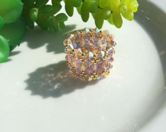 Lace Ring, Handmade Champagne & Violet