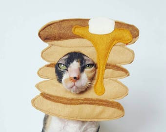Pancake pet costume for cats dogs and small pets, breakfast costume