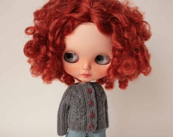Blythe cardigan, Grey cardigan for Blythe doll, Blythe clothes, Blythe sweater, Blythe fashion, Blythe grey outfit, Blythe grey clothes