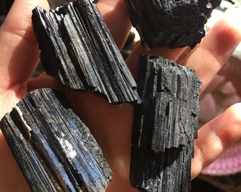BLACK TOURMALINE Raw Gemstone choose from XS, Small, Medium, or Large Piece root chakra, purification, protection, grounding, auric cleanser