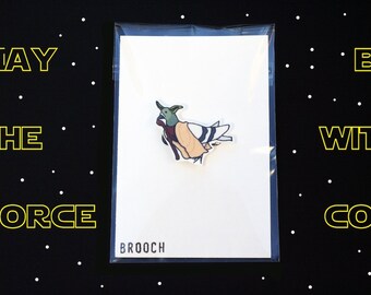 Star Wars Pigeon Parody Illustration Brooch - Yoda