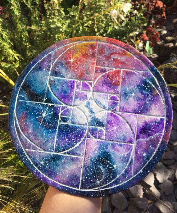 Golden Ratio sacred geometry galactic clay painted crystal