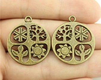 5pcs Four Season charm, 24mm Four Season pendant, Antique Bronze/ Antique Silver