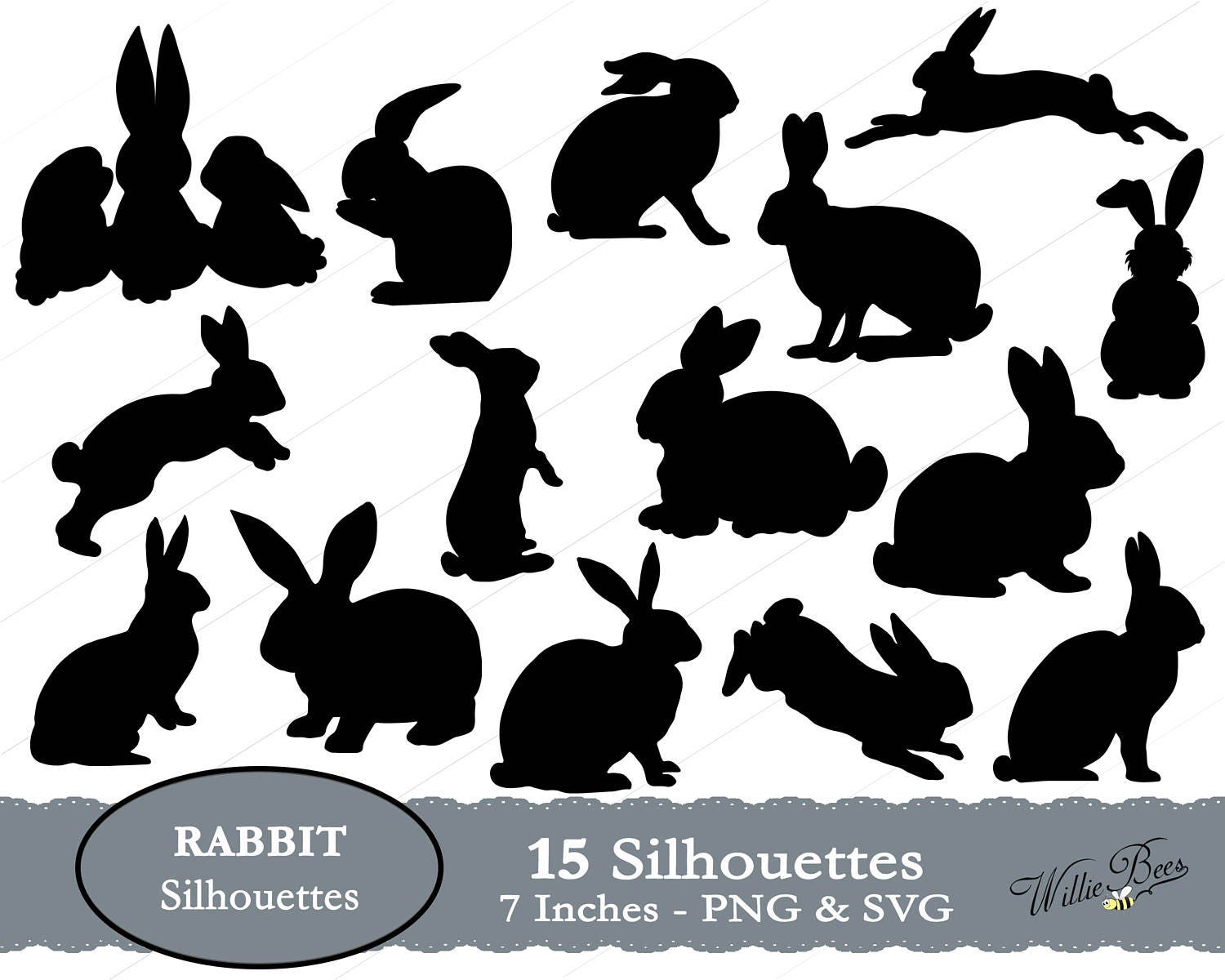 Rabbit SVG Clipart Rabbit Silhouettes Bunny Rabbit Hare