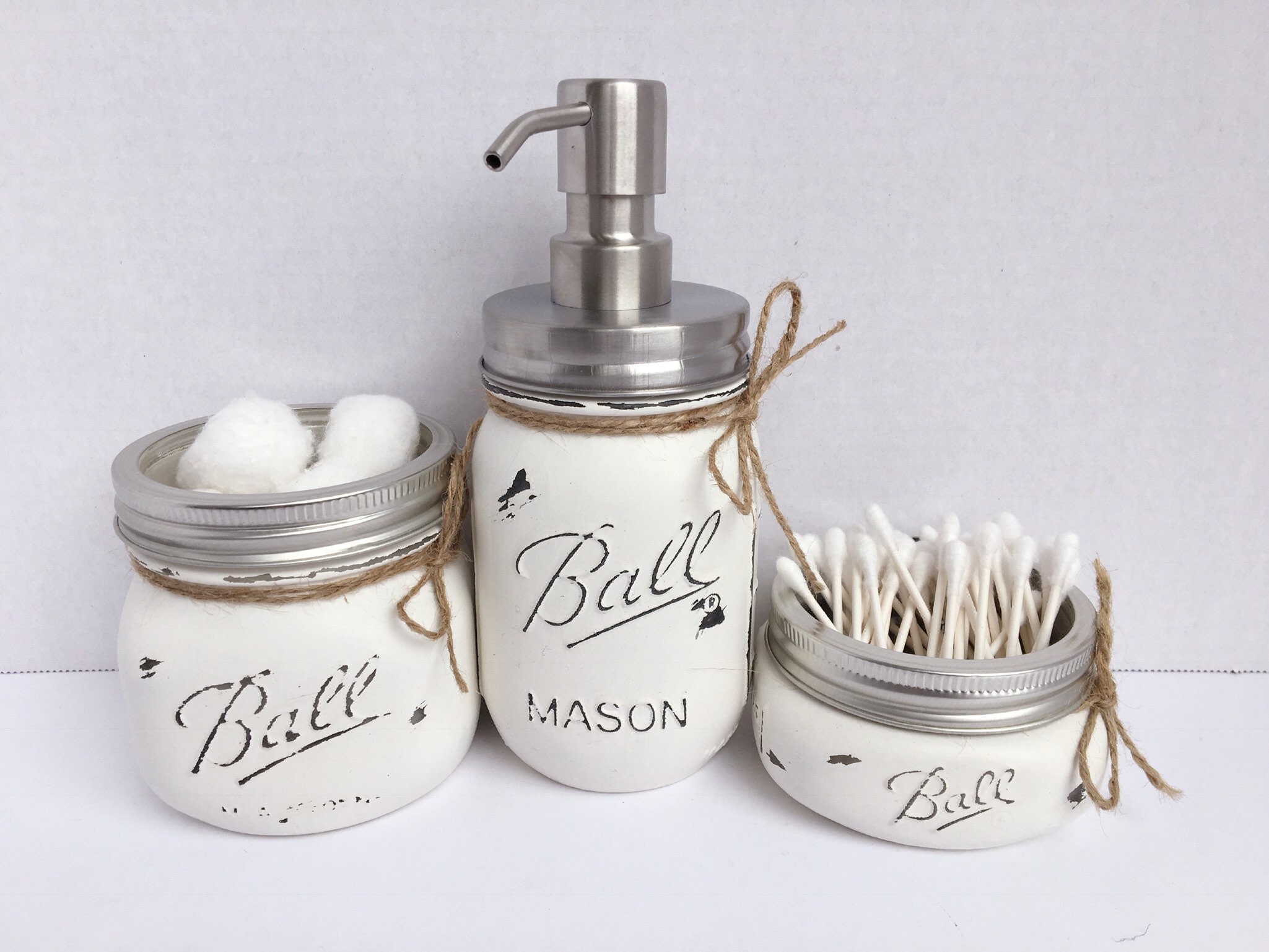 Painted Mason Jars. Bathroom Decor. Home Decor. Beach Bathroom