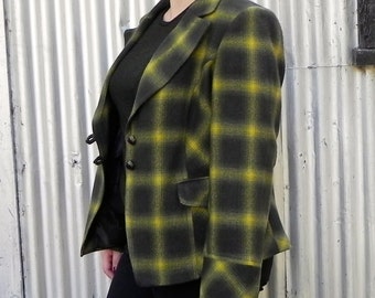 1990's does the 1940's, plaid blazer, size 14