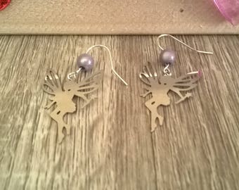 Purple beads and fairy earrings