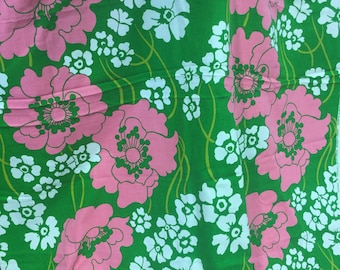 1960s Fabric Screen Print on Barkcloth 4 Yards