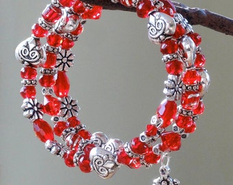 Cupid's Kiss Beaded Wrap Bracelet