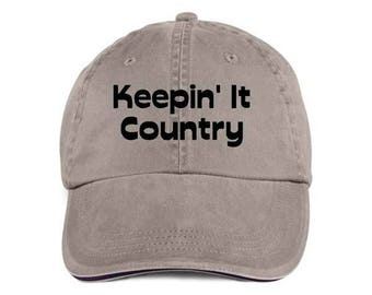 KEEPIN' IT COUNTRY Baseball Style Cap Hat Vinyl Print
