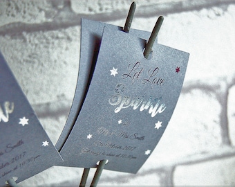 Foiled Let love sparkle tags, Wedding tags, wedding sparkler tags, tags for sparklers, celebration wedding labels, foiled wedding tags