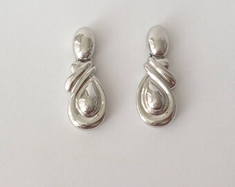 Vintage 1970's Silver Twisted Dangle Drop Earrings