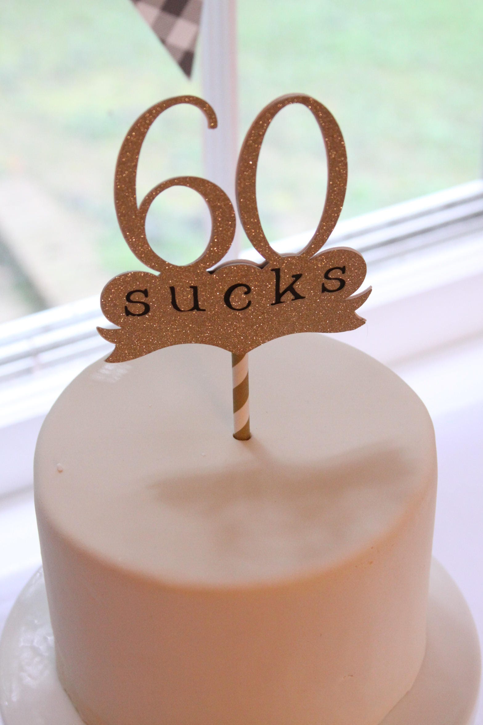 60 Sucks 60th Birthday Cake Topper Gold 60 Year Old Party